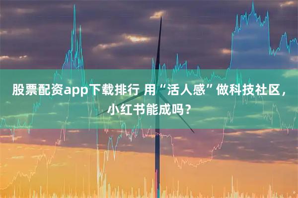 股票配资app下载排行 用“活人感”做科技社区，小红书能成吗？
